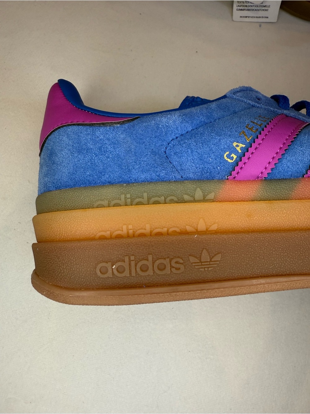 Adidas Gazelle Bold W Royal Blue Suede Pink Stripe Platform NWOB IG4367 Size 8.5 - Picture 7 of 16